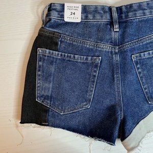 PacSun Tricolor High Waisted Denim Festival Shorts